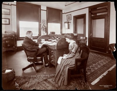Man with His Secretary Taking Dictation in a Private Office at Parke, Davis & Co., Chemists, New York by Byron Company